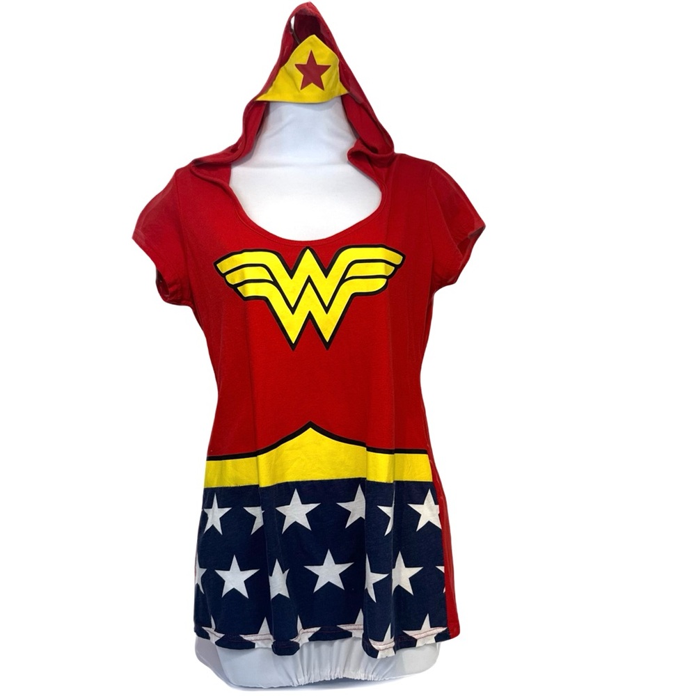 Wonder Woman Hooded Shirt with Tiara - red blue yellow - XL